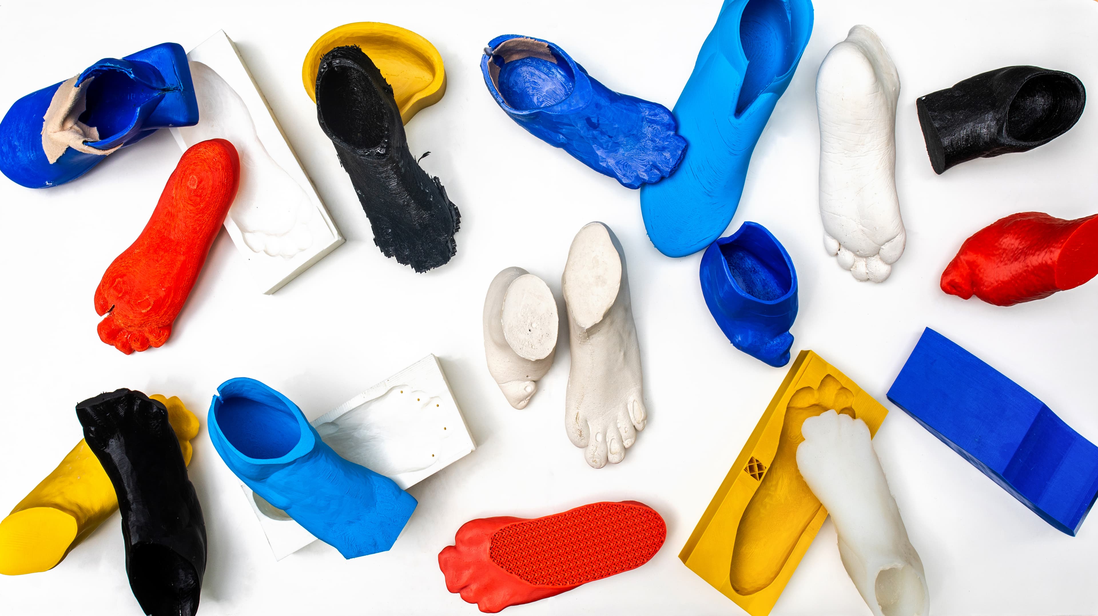 Collection of 3D printed prosthetic foot prototypes